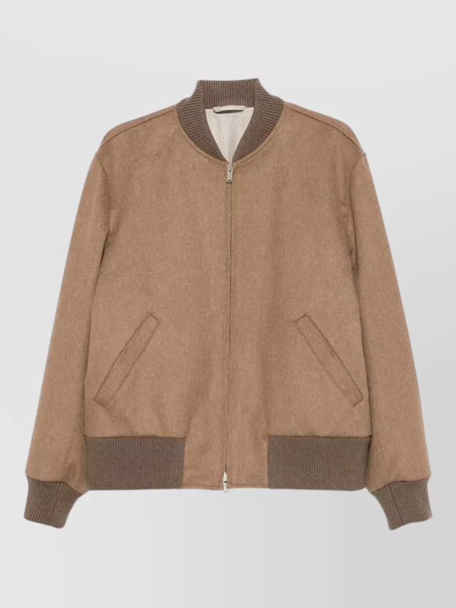 Lardini wool zip-up bomber jacket