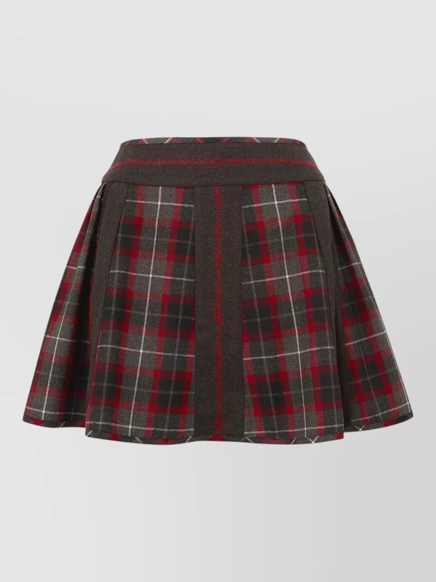 Vivienne Westwood Virgin Wool Pleated Tartan Mini Skirt