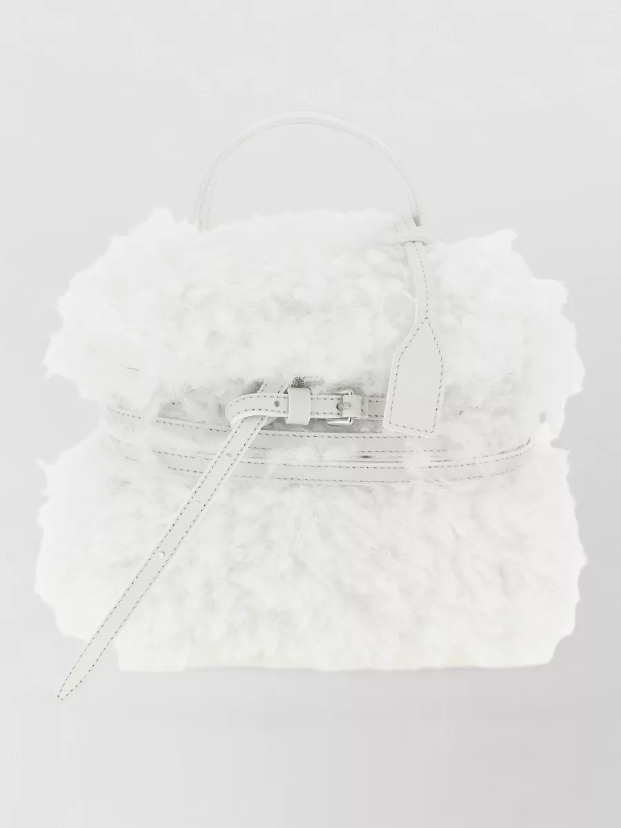 Moschino shearling leather top handle bag
