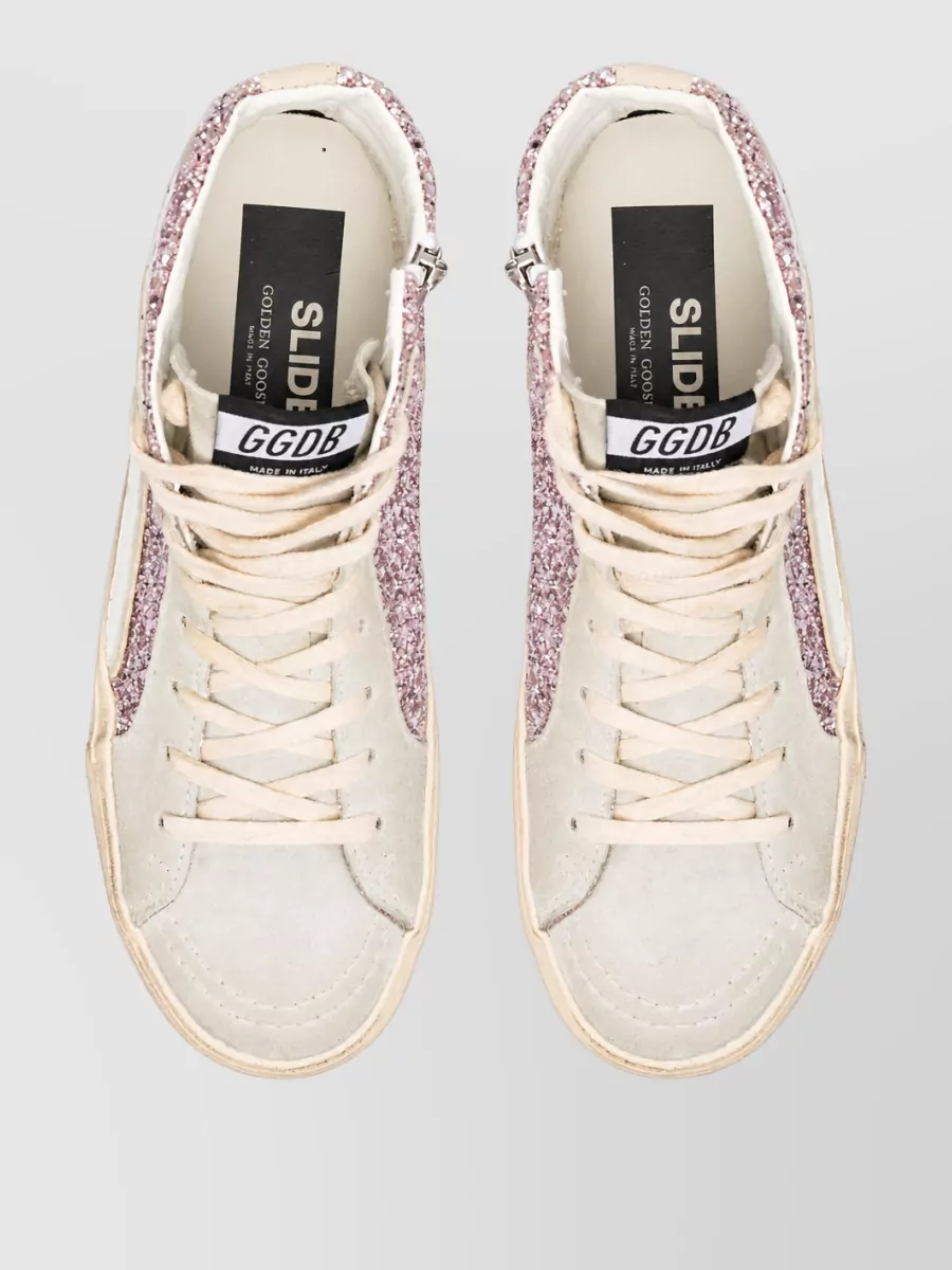 Golden Goose Leather Glitter High-Top Sneakers