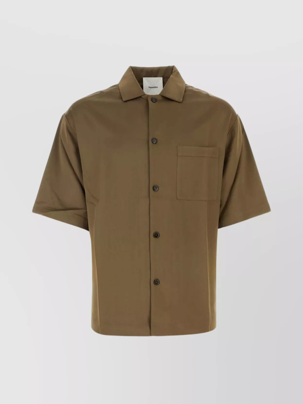 Shop Nanushka Satin Shirt With Chest Pocket And Short Sleeves