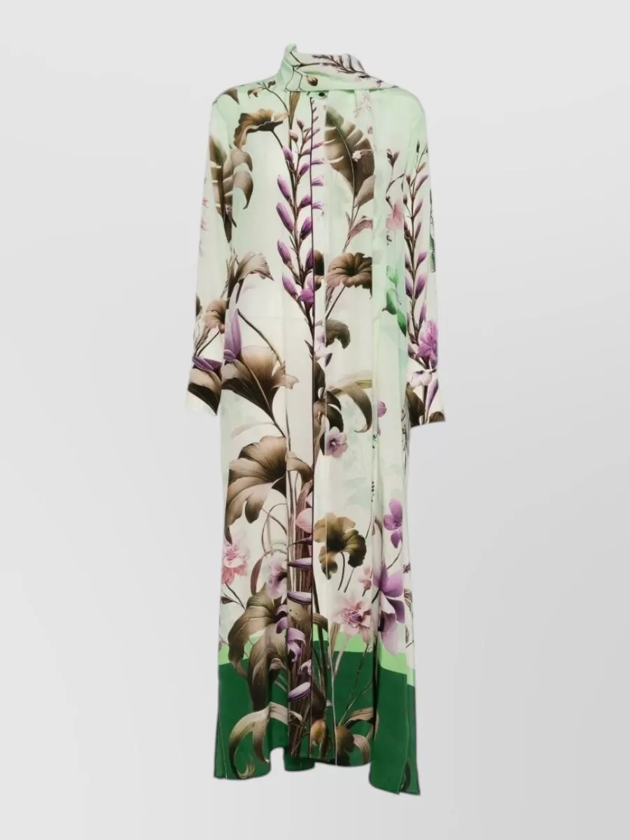 F.r.s For Restless Sleepers Silk Floral-Print Long-Sleeve Maxi Dress