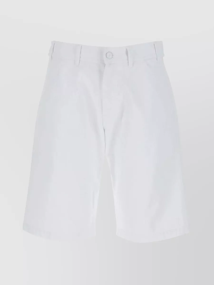 Shop Raf Simons Cotton Denim Waist Shorts With Versatile Pockets In White