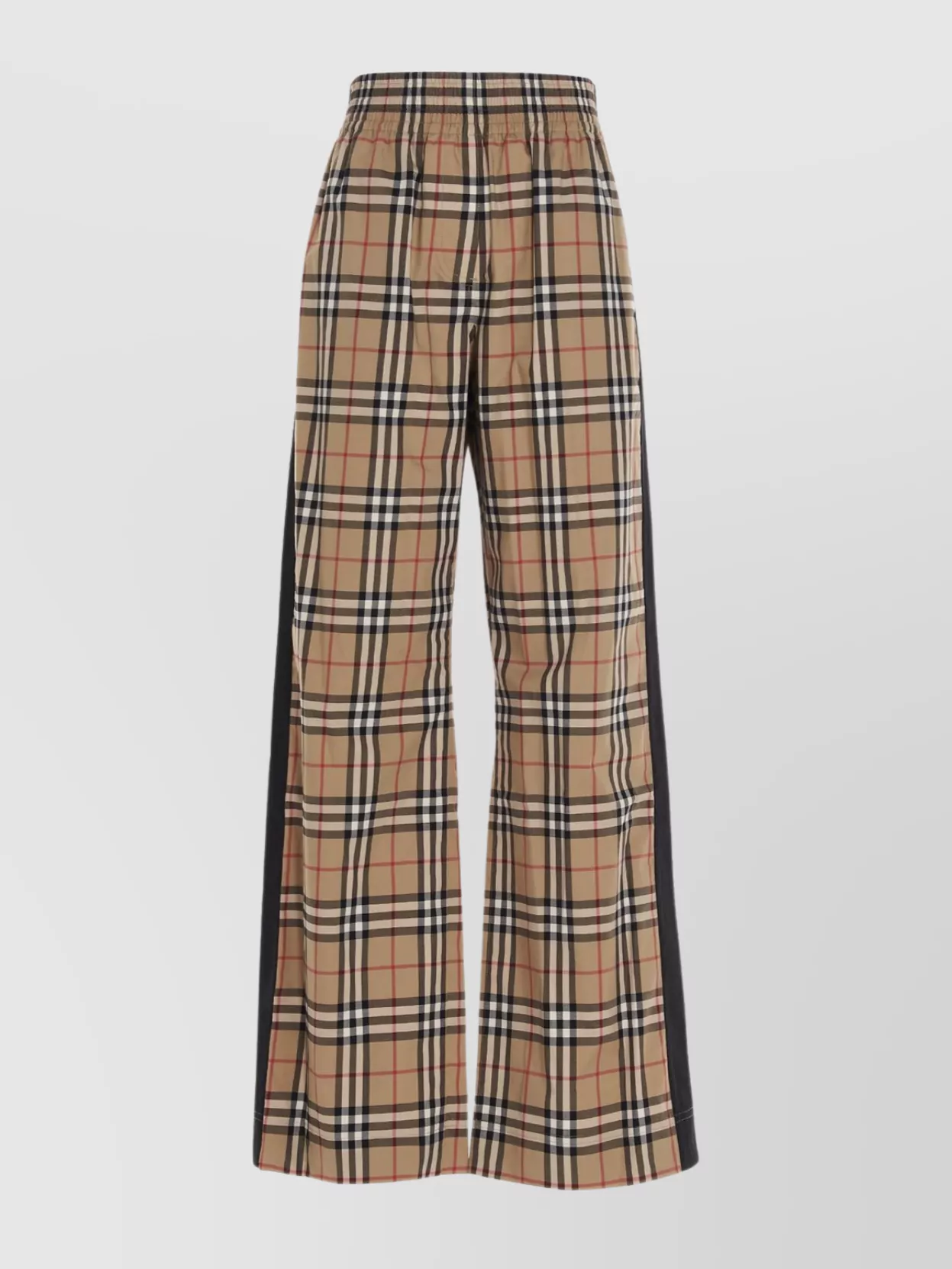 Burberry "louane" Checked Wide-leg Trousers With Side Stripes