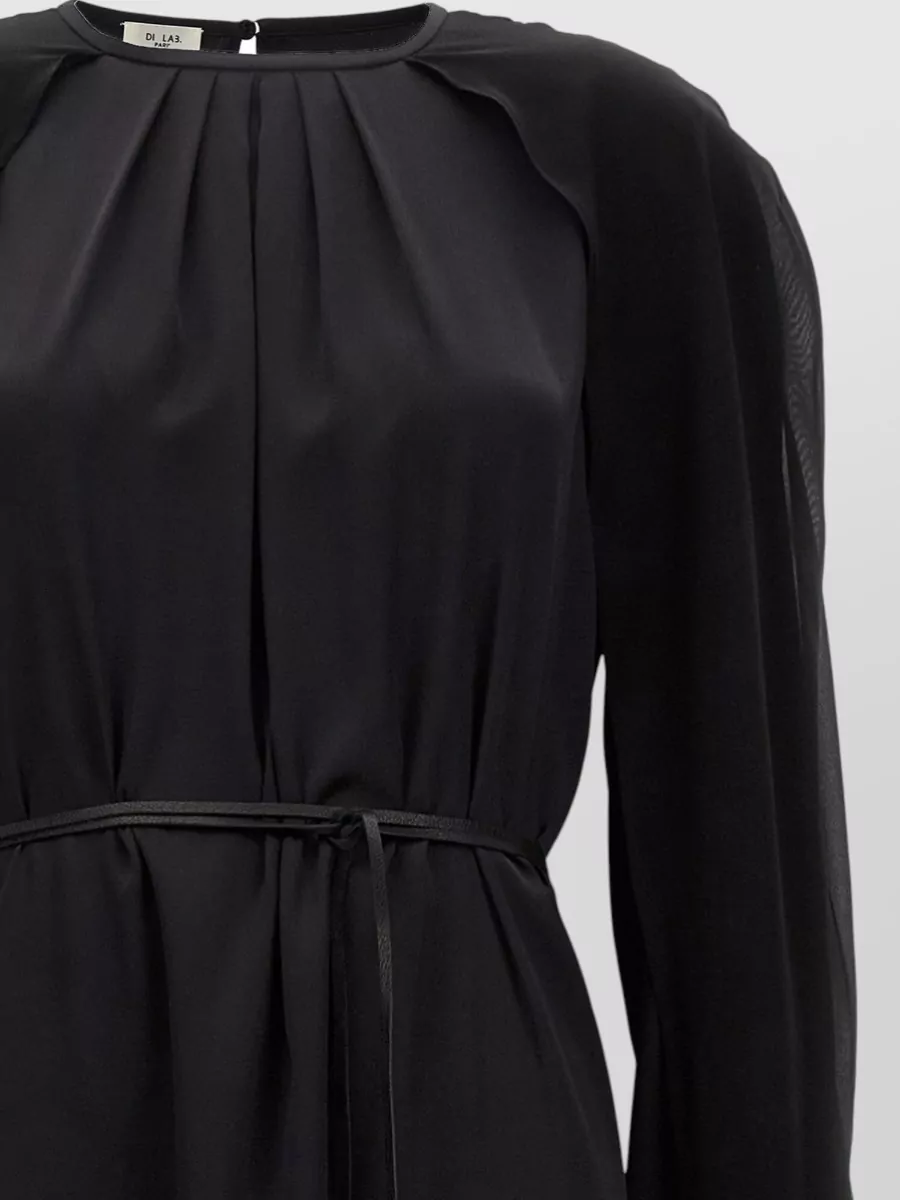 Di.la3 Pari' Silk Long-Sleeve Cape Dress