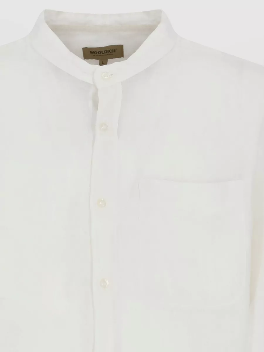 Woolrich Linen Mandarin Collar Long-Sleeve Shirt