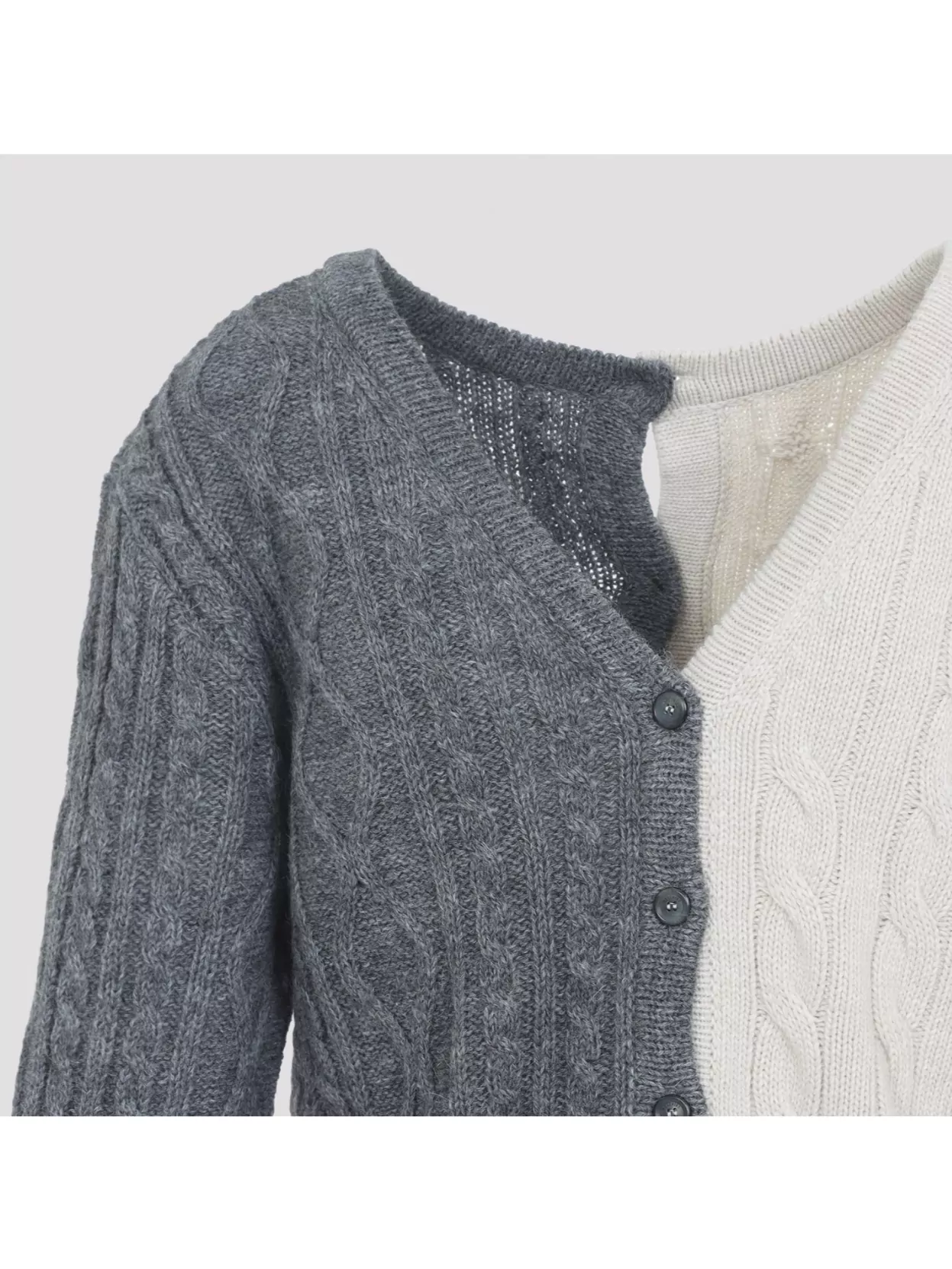Moschino Bicolor Cable Knit Cardigan In Multi
