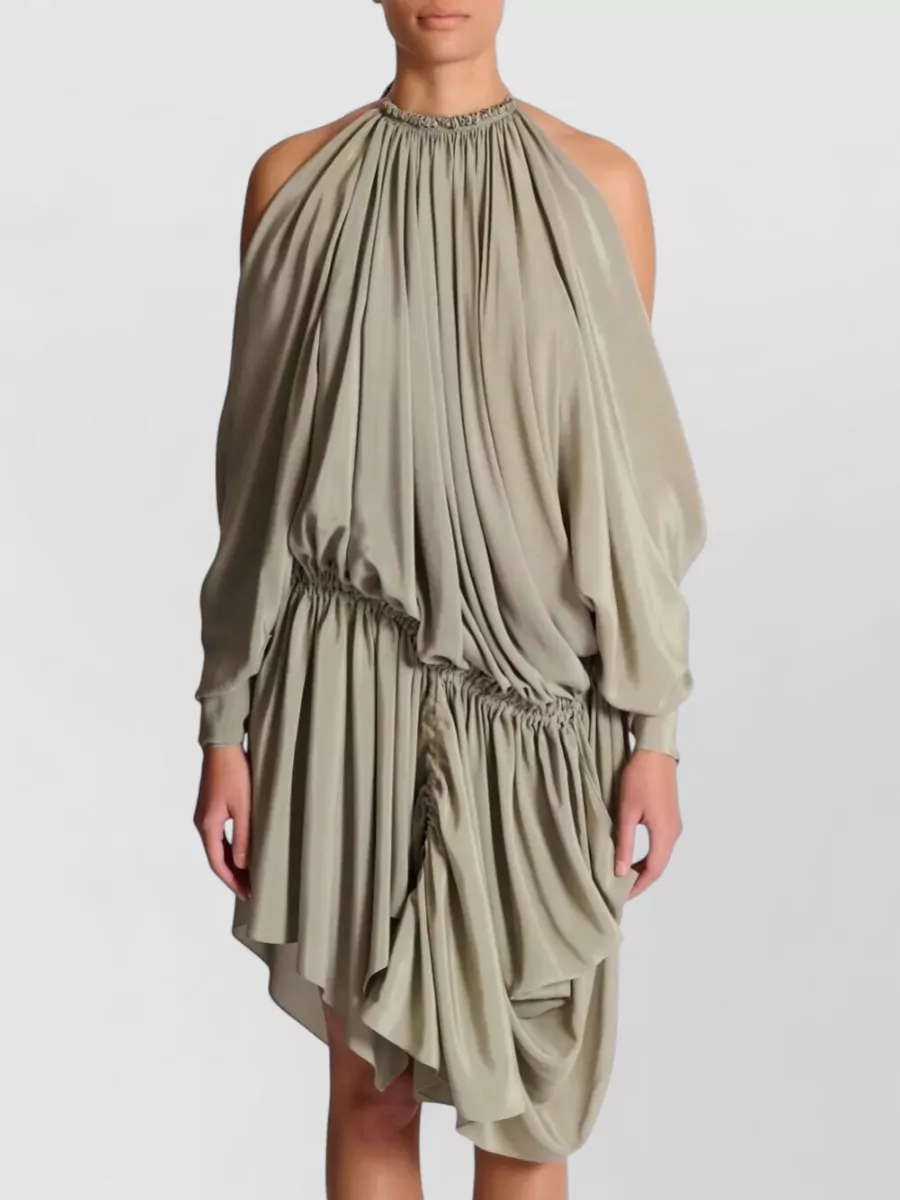 Balmain Silk One-Shoulder Mini Dress