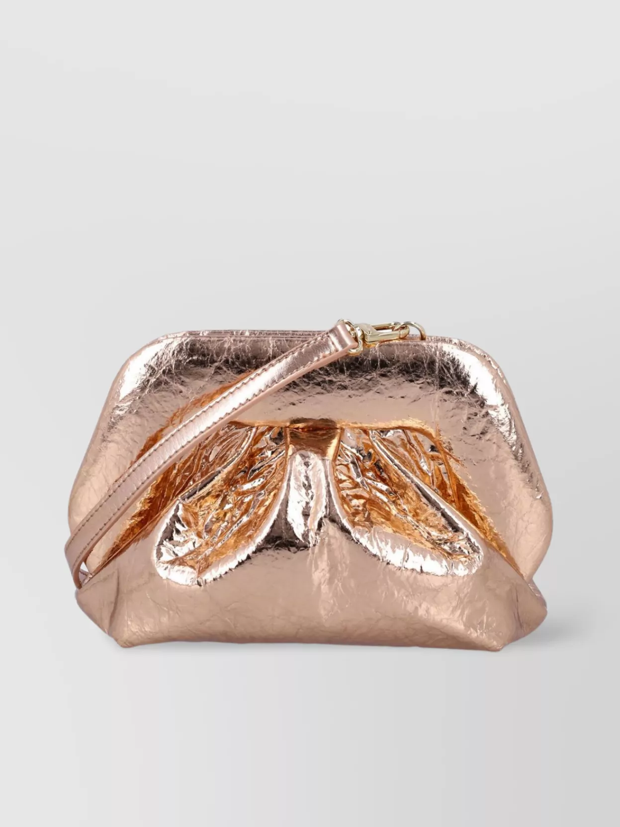 Themoirè Metallic Clutch Folded Detachable Strap