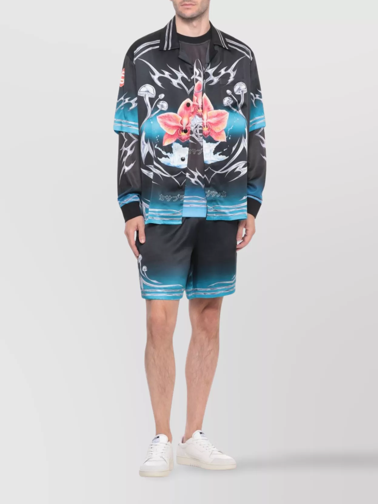Casablanca Graphic Print Silk Bermuda Shorts
