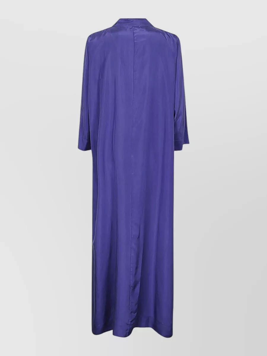 Parosh Silk V-Neck Long-Sleeve Maxi Dress