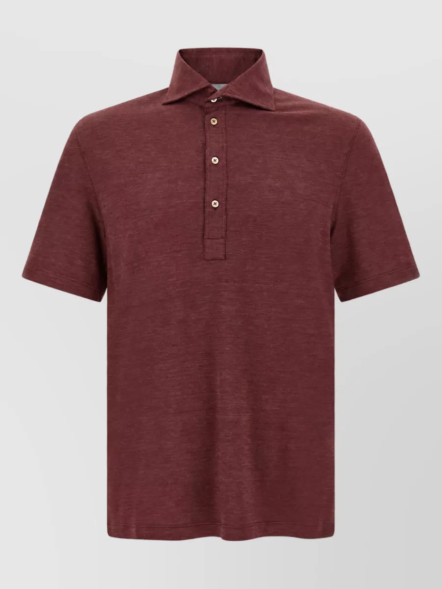 Brunello Cucinelli wool silk cotton piqué short-sleeve polo shirt