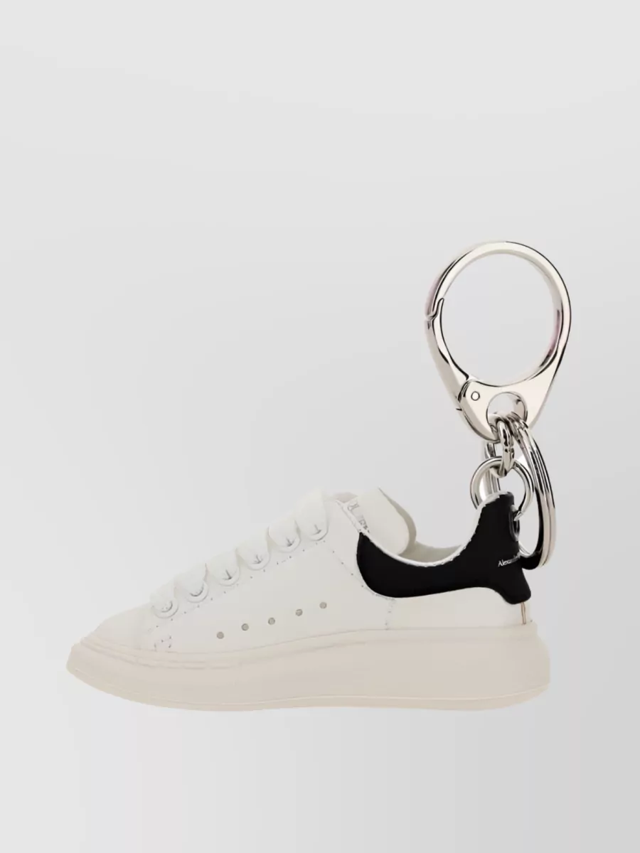 Shop Alexander Mcqueen Leather Sneaker Sole Keyring In Grey