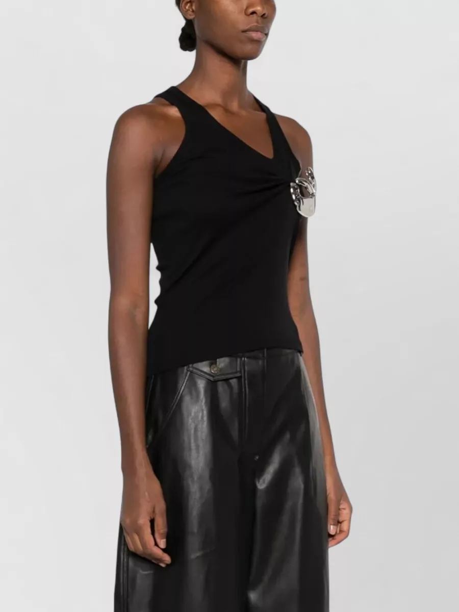 Coperni Emoji Tank Top Metallic Detail V Neck
