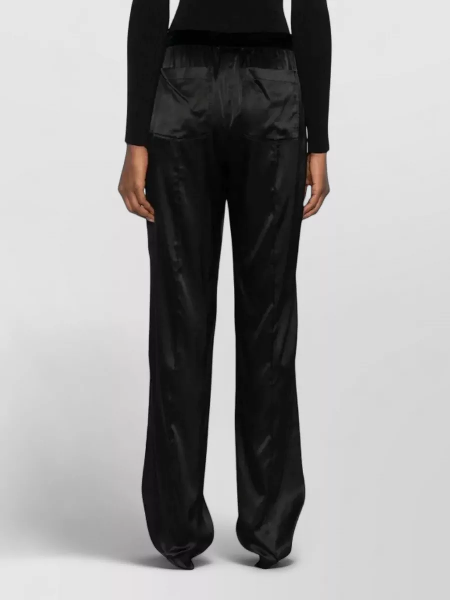 Tom Ford Silk Satin Logo Embroidered Trousers