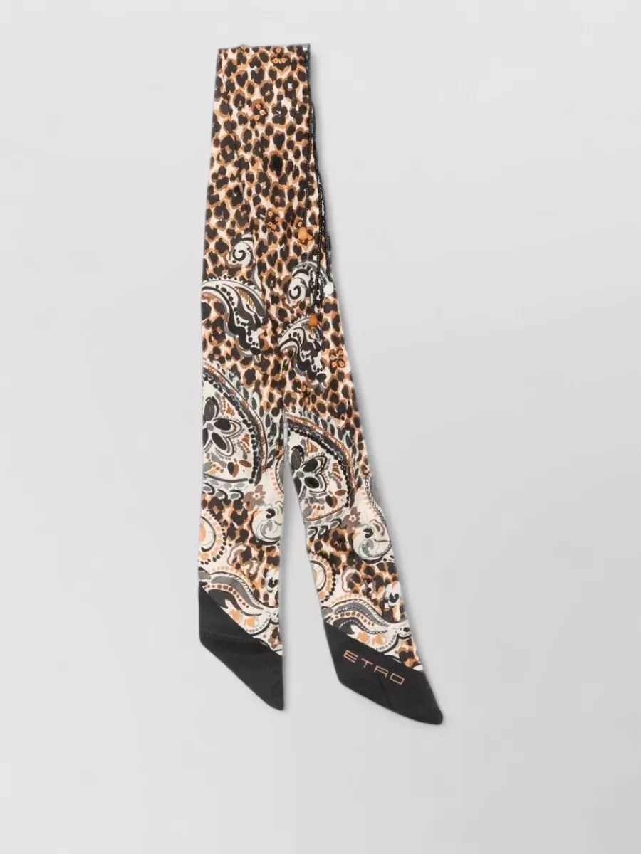 Etro silk printed sequin-embellished foulard