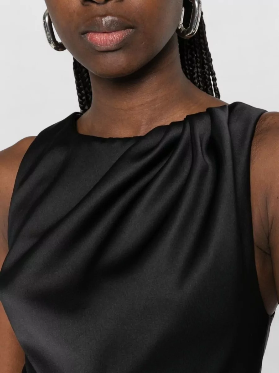 Elisabetta Franchi Sleeveless Mini Dress Round Neckline Draped