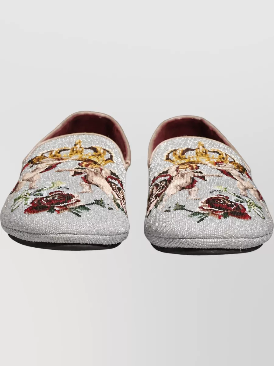 Dolce&Gabbana Leather Embroidered Loafers