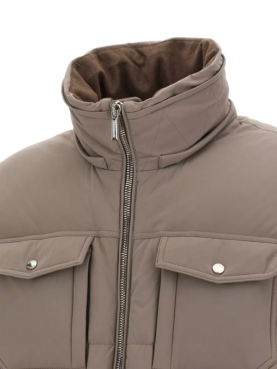 Moorer Wool Cashmere Quilted Padded Bomber Jacket