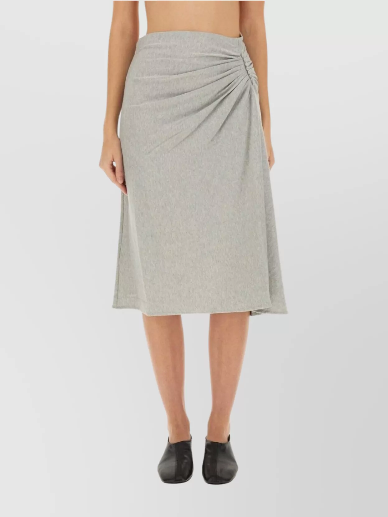 Dries Van Noten Draped Midi Skirt Side Detail In Gray