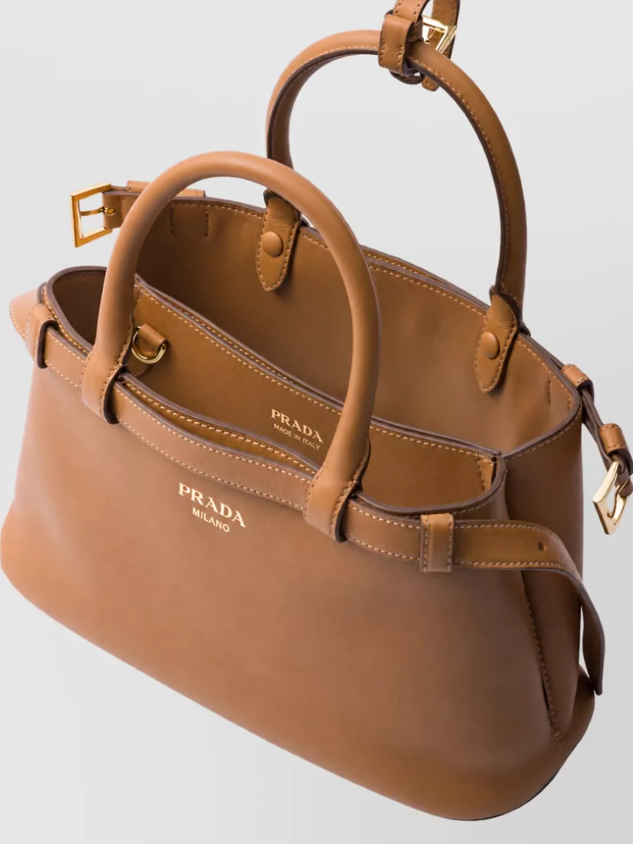 Prada Soft Small Leather Belted Shoulder Bag