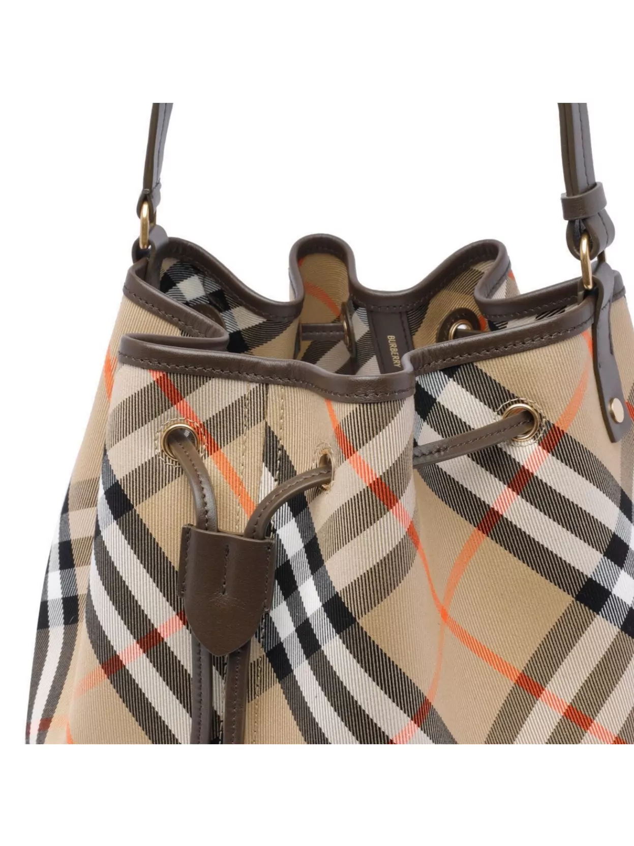 Burberry Checkered Bucket Bag Leather Trim