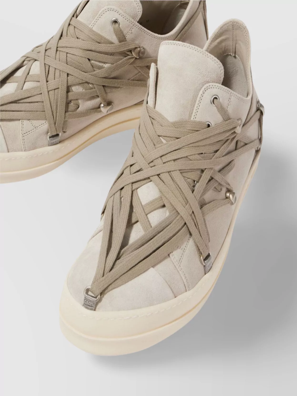 Rick Owens Leather High-Top Sneakers Criss-Cross Laces