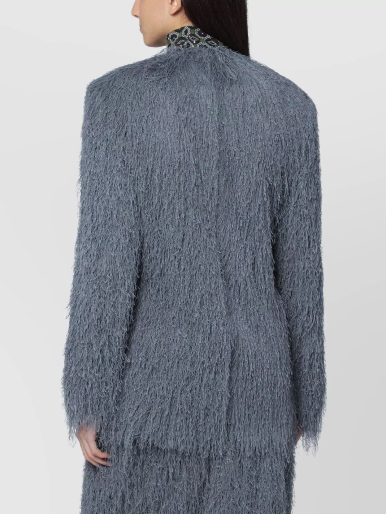 Dries Van Noten Fringed Jacket With Belted Waist And Long Sleeves In Gray