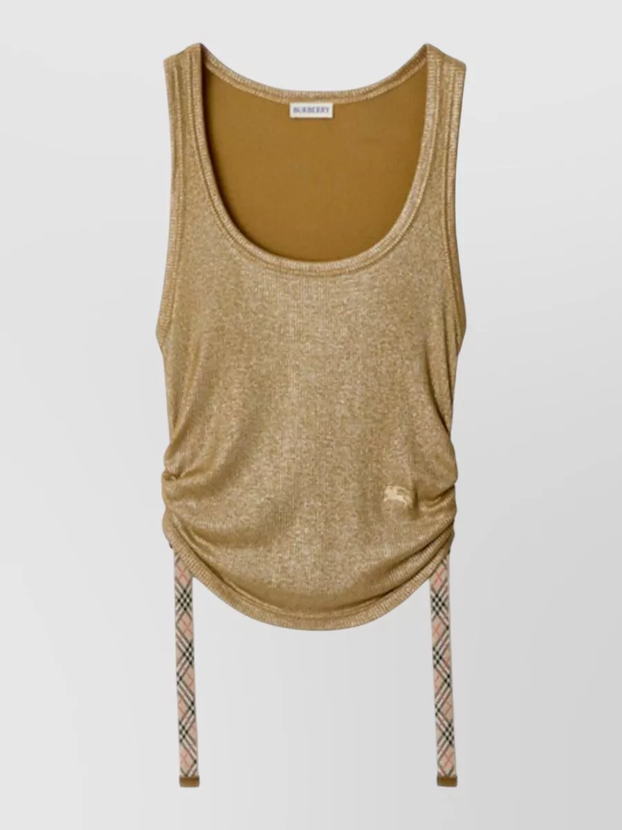 Burberry Metallic Ribbed Slim-Fit Gathered Tank Top
