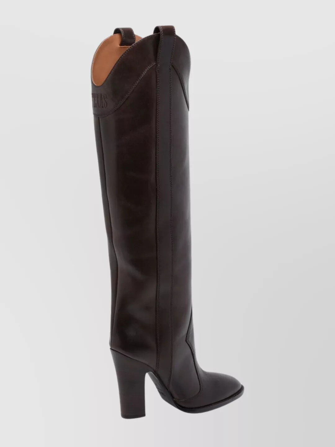 Paris Texas Tall Leather Ankle Boots With Block Heel In Brown