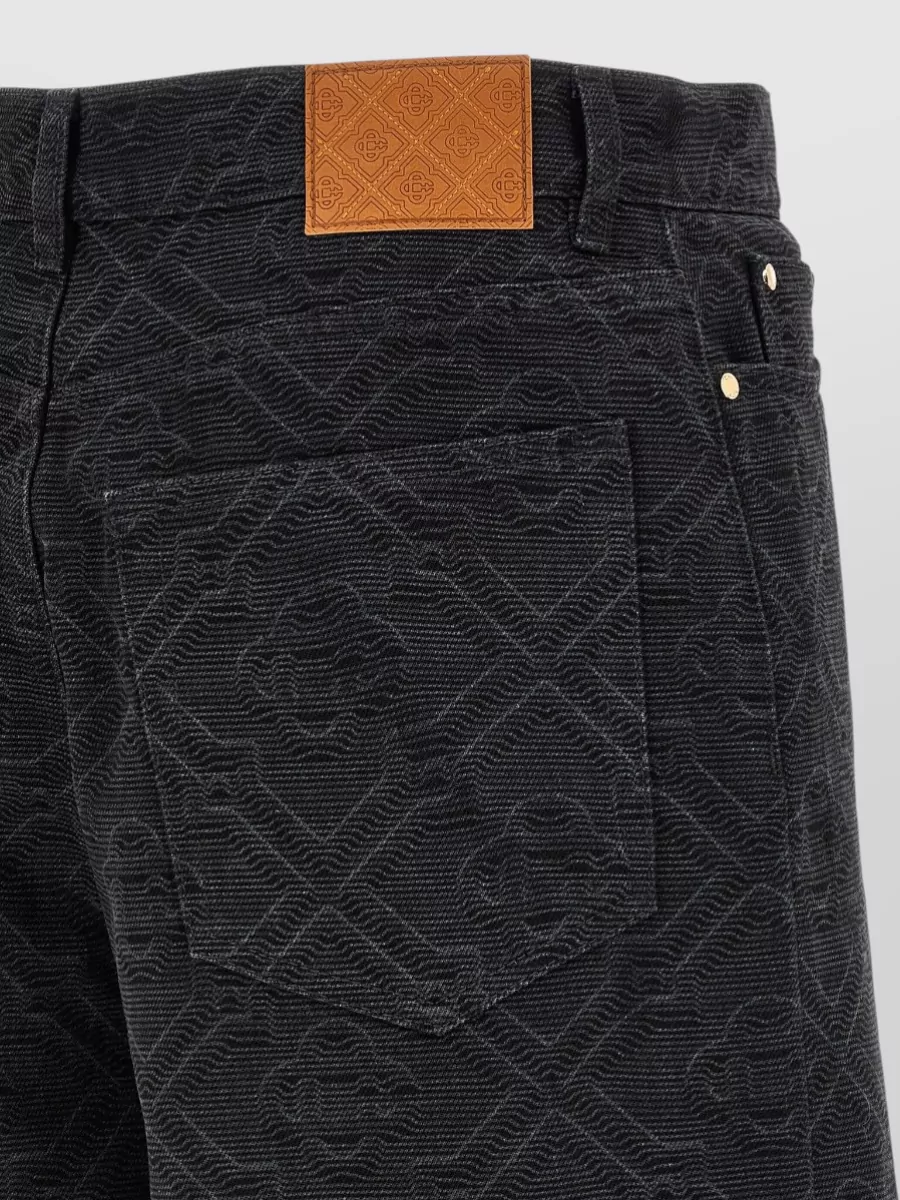 Casablanca Monogram Denim Bermuda Shorts Button Detail