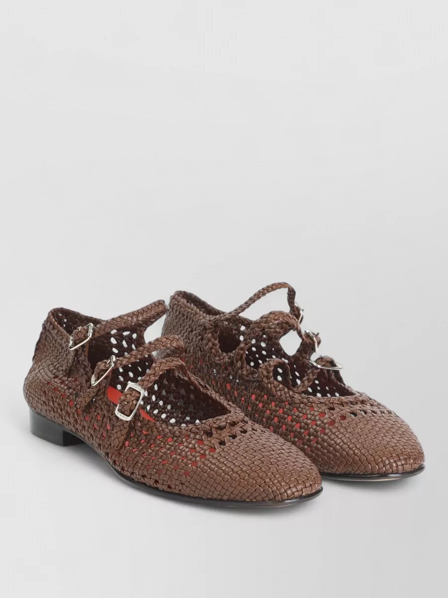Carel Paris leather woven mary jane ballerina shoes