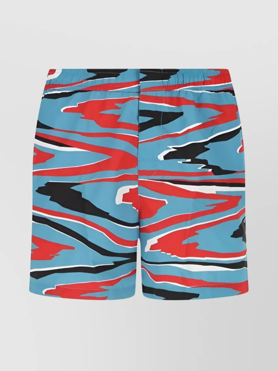 Shop Missoni Abstract Print Elastic Waist Beach Shorts In Blue