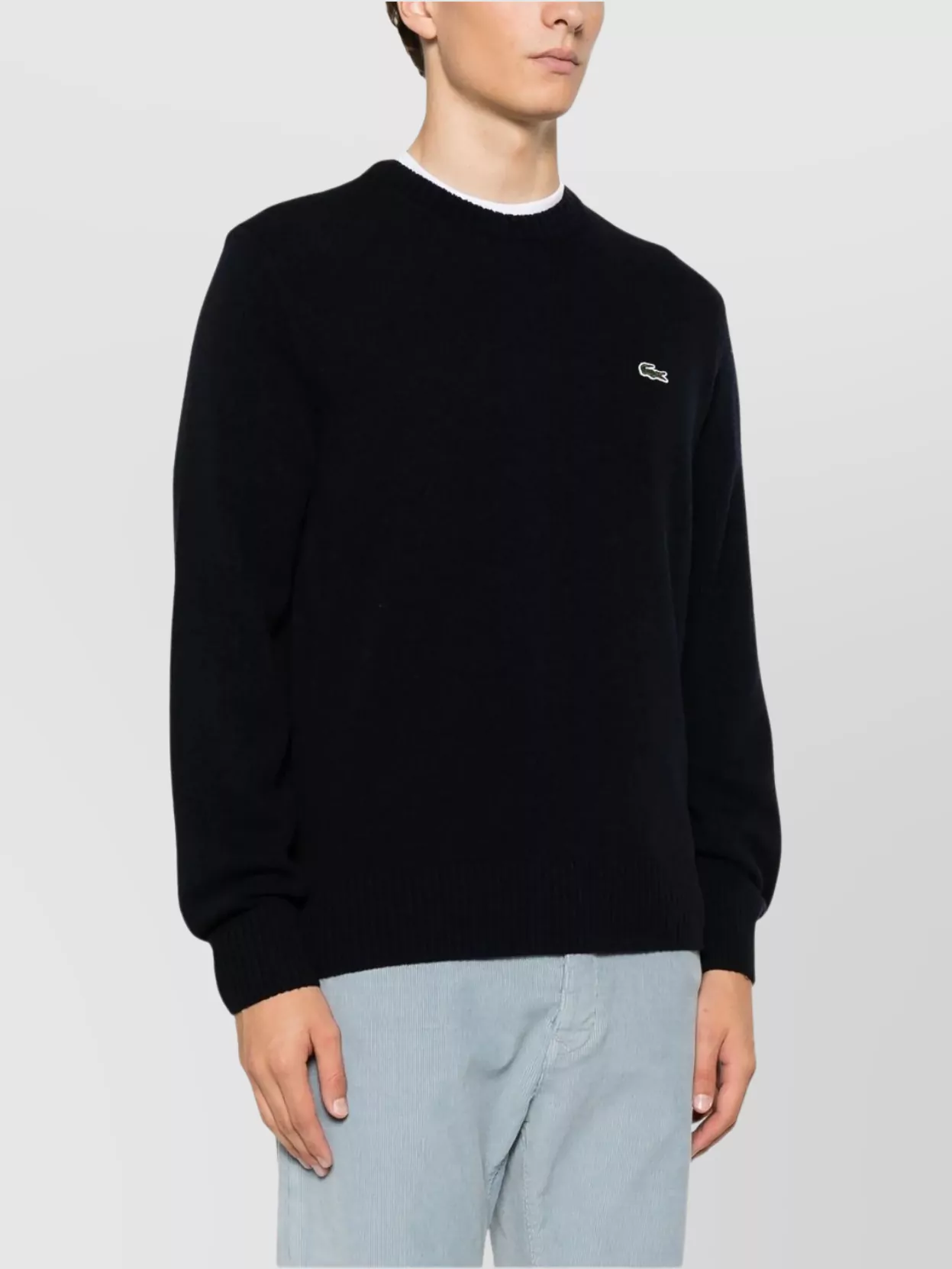 Lacoste Crew Neck Sweater Ribbed Cuffs
