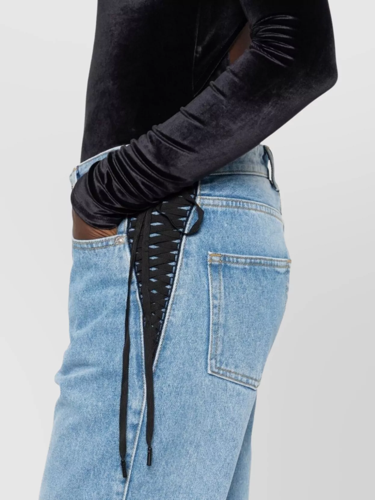 Mugler Straight Leg Trousers Lace-Up Detail