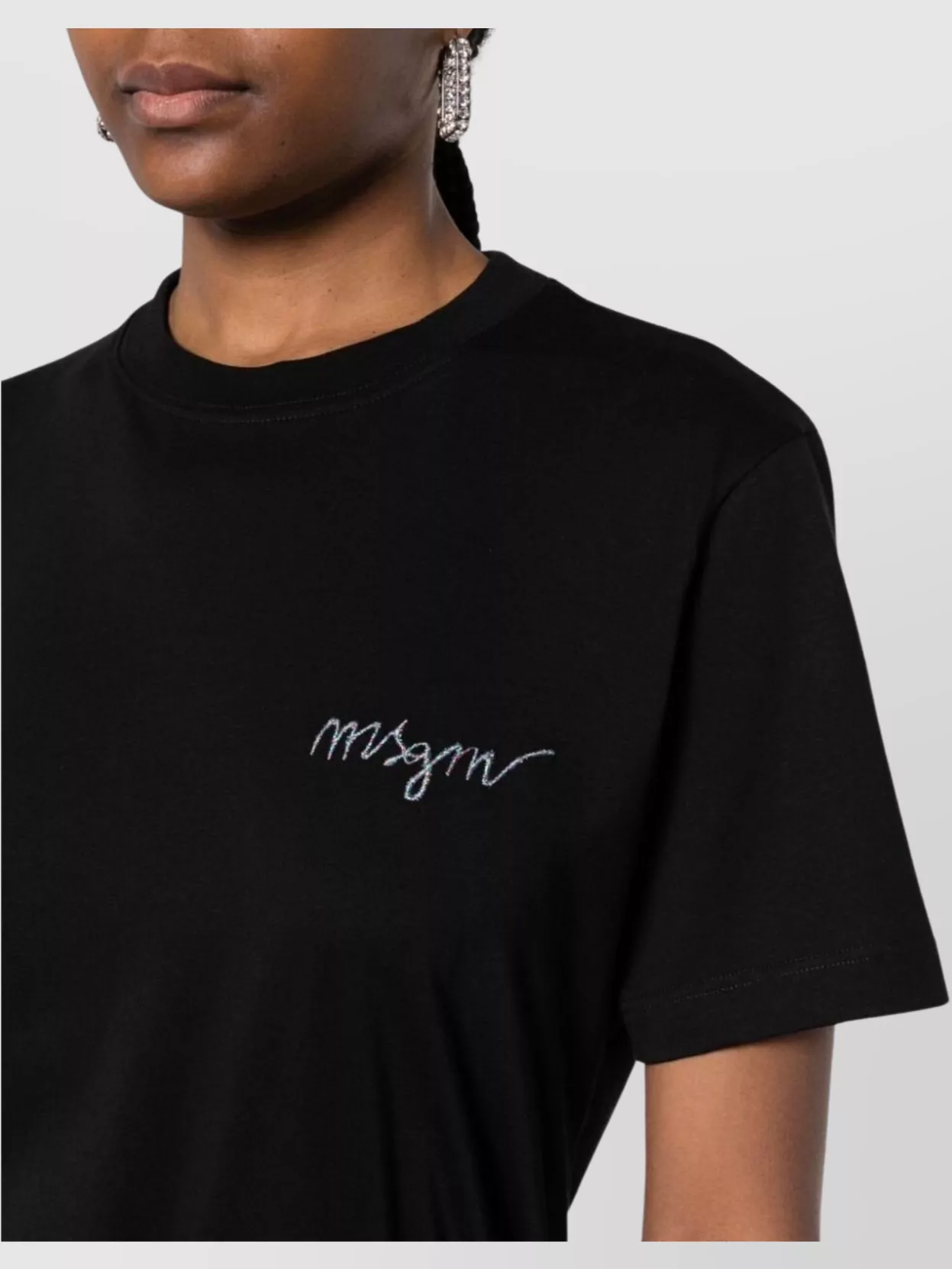 Msgm Crew Neck Short Sleeve Straight Hem Top