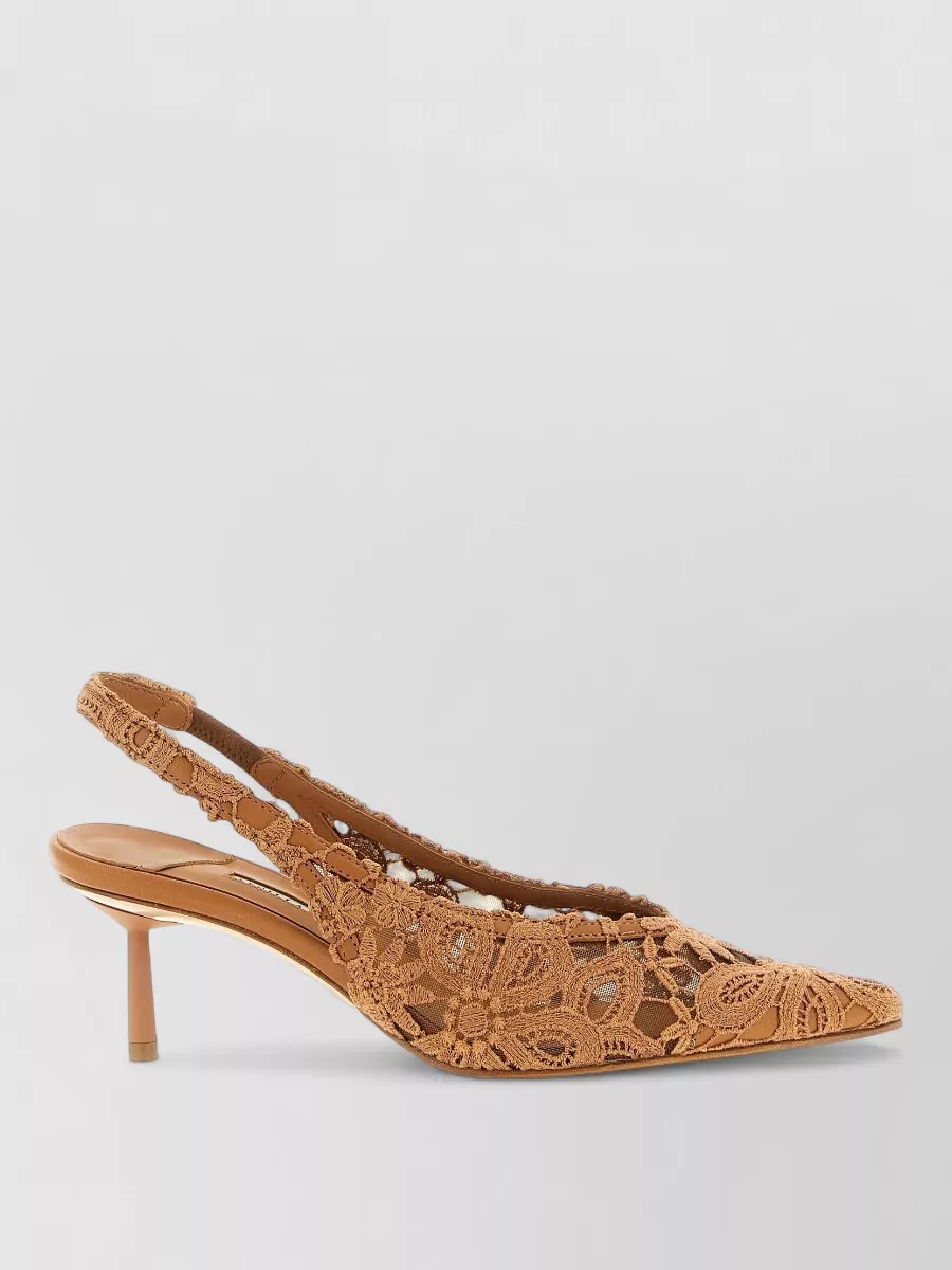Le Silla Chantilly Slingback Pumps Lace Floral Kitten