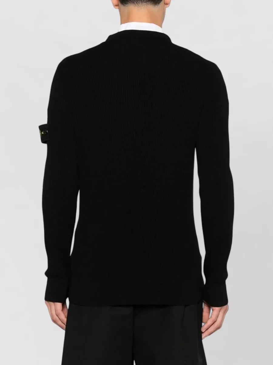 Stone Island Virgin Wool Ribbed Crewneck Sweater