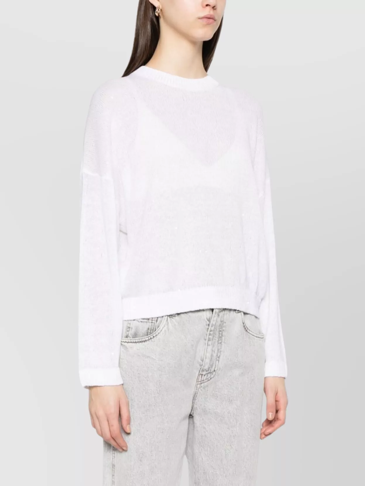 Brunello Cucinelli Crew Neck Sequined Knit Sweater