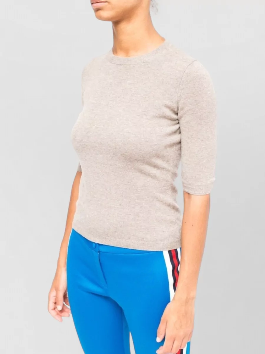 La Rose Cashmere 3/4-Sleeve Knitted Top