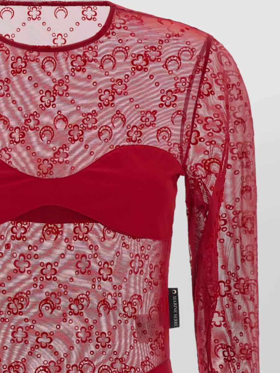 Marine Serre Logo-Print Long-Sleeve Bodysuit