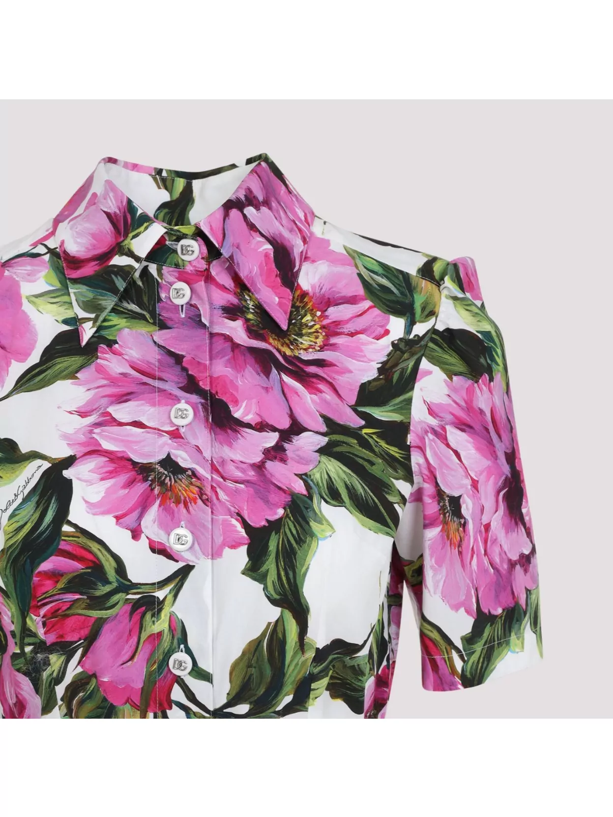 Dolce & Gabbana Bell Skirt Peonie Pattern Dress In Black