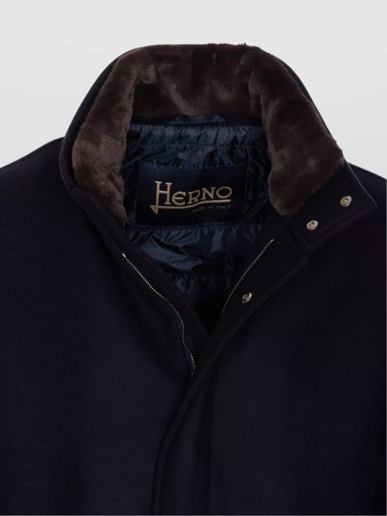 Herno Collar Shearling Removable Pockets Lateral Sleeves Long
