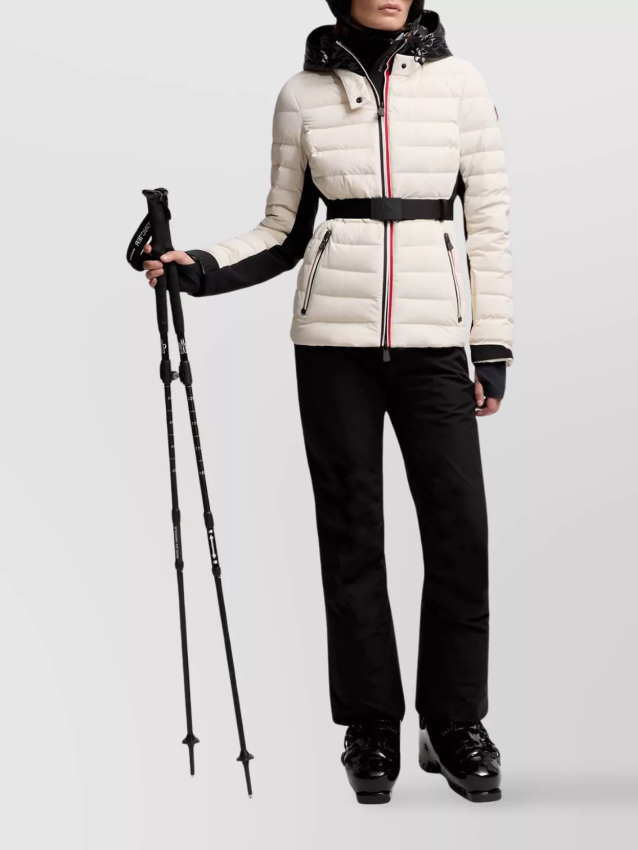 Moncler Bruche Hooded Down Ski Jacket In Neutral
