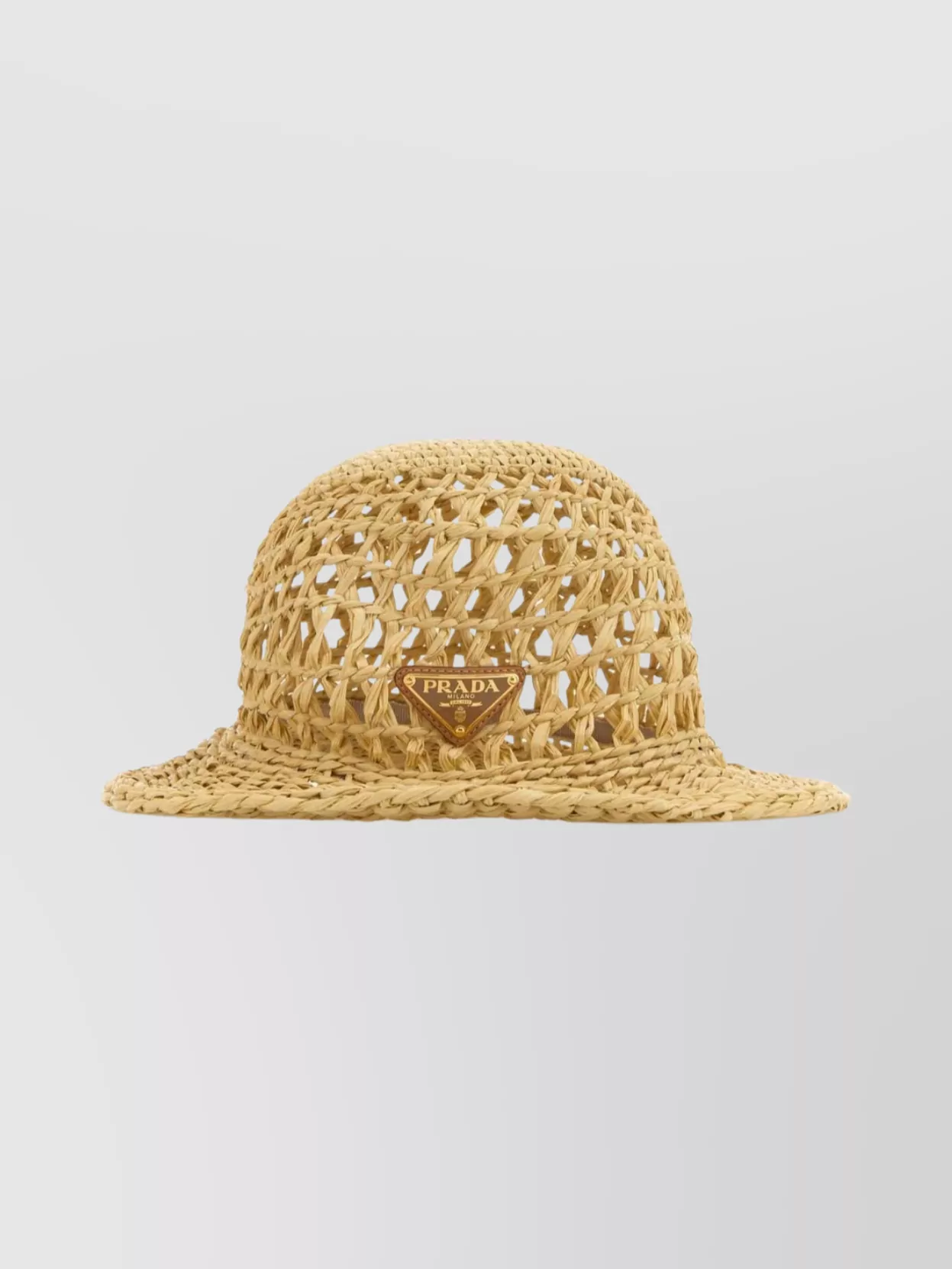 Prada Woven Design Wide Brim Bucket Hat In Neutral