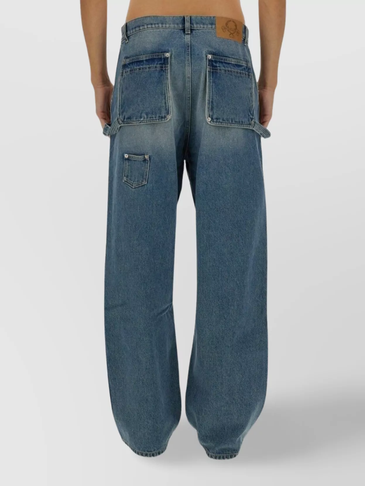 Moschino "Wide Fit" Distressed Jeans With Patch Pockets