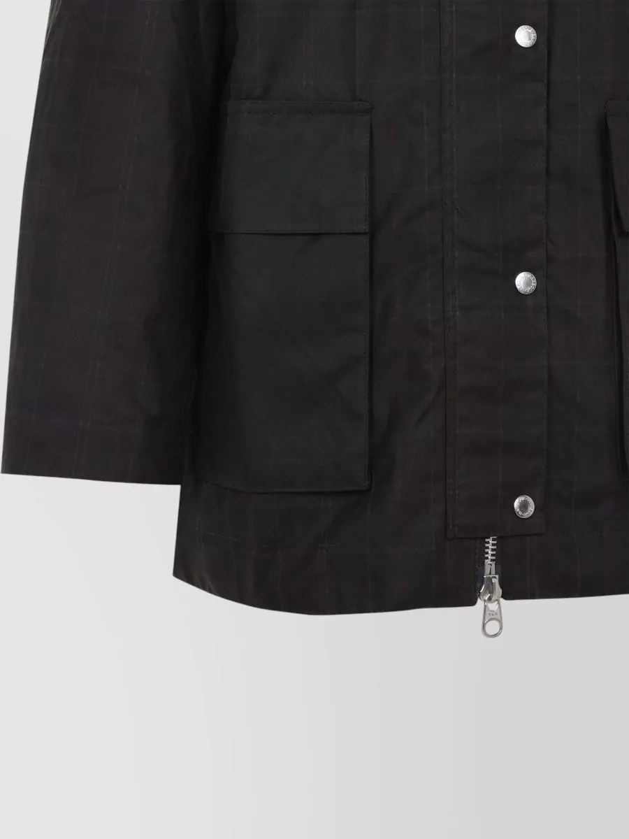 Barbour Ganni Hood Ttn Check Wax Cotton Jacket