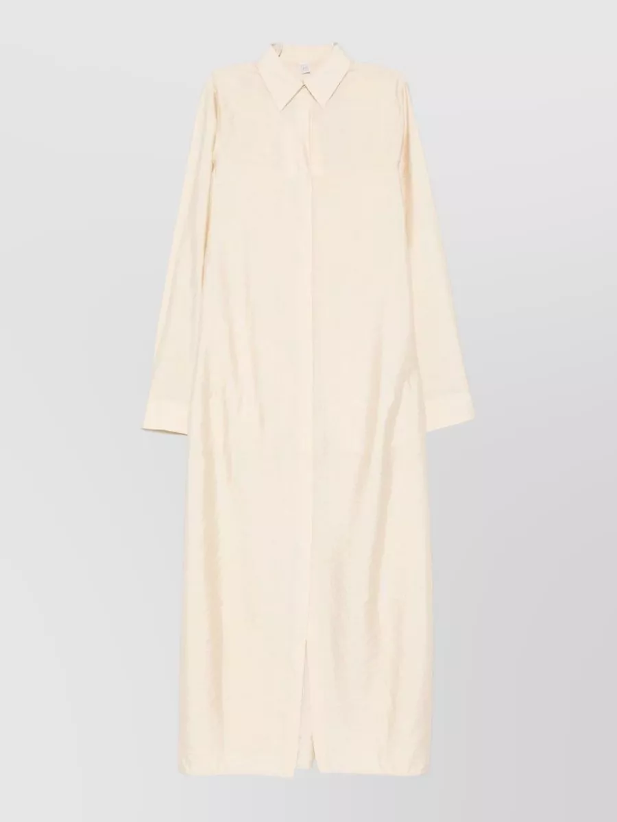 Totême Silk Collared Long-Sleeve Maxi Dress