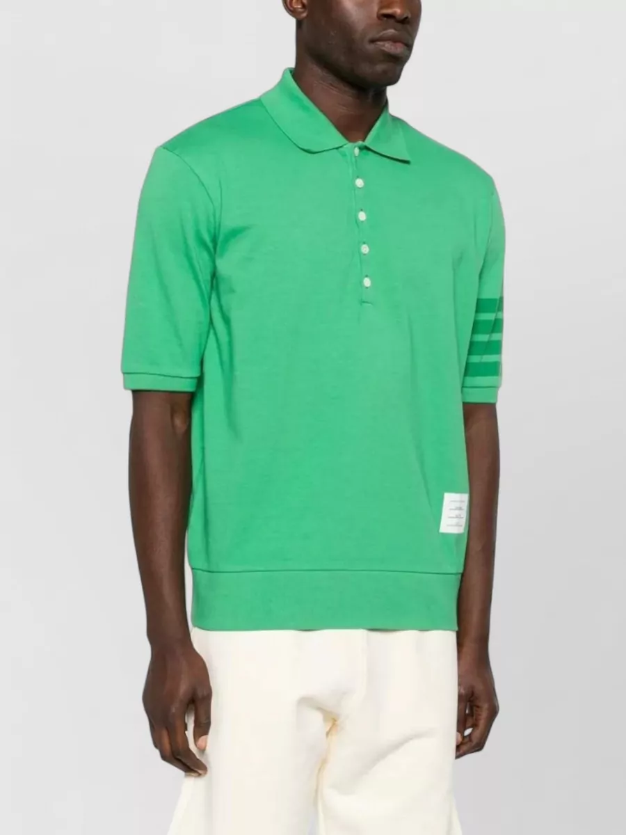 Thom Browne Ribbed Short-Sleeve Polo Shirt