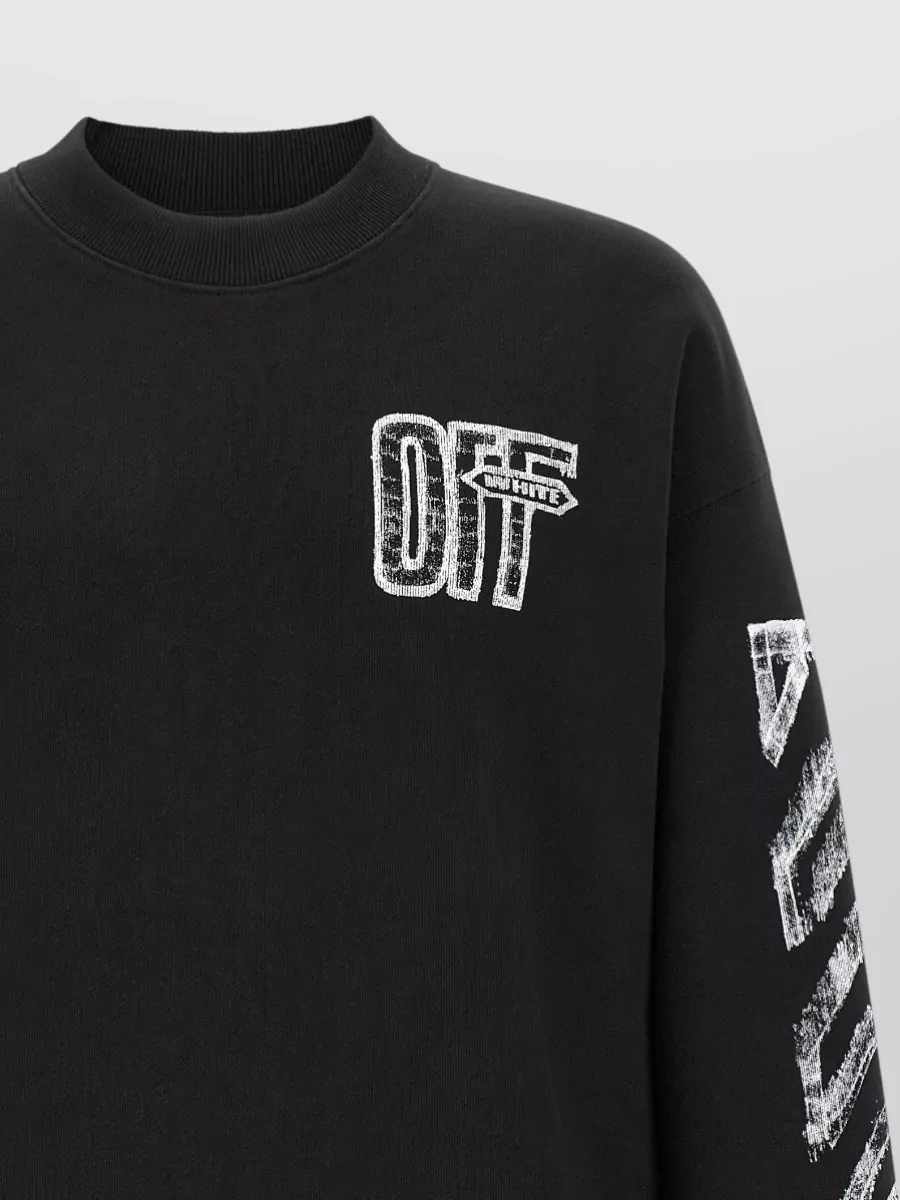 Off-White Cotton Printed Sweatshirt